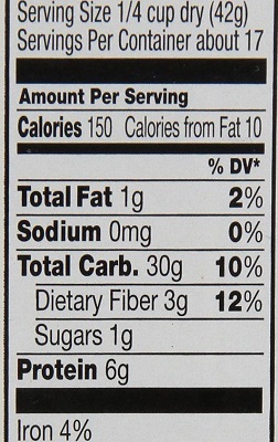 organic whole wheat couscous nutrition label